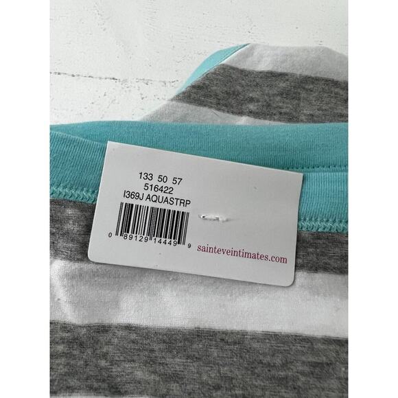 Saint Eve Hipster 516422 Aqua Grey White Stripe Size Medium - Picture 5 of 8
